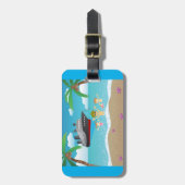 トロピカルファミリービーチクルーズおもしろい ラゲッジタグ (正面縦)