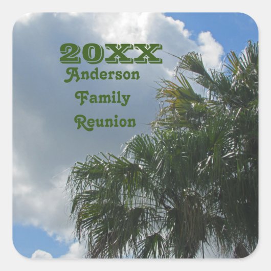 トロピカルファミリーリユニオン　パームツリー　夏のバケーション スクエアシール (正面)