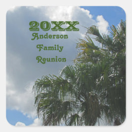 トロピカルファミリー懇親会パームツリーズサマーバケーション スクエアシール