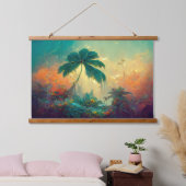 トロピカルファンタジーパームツリージャングル 吊り下げ型タペストリー (寝室)