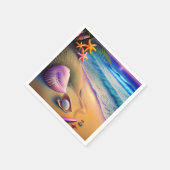 トロピカルファンタジービーチサンセット スタンダードカクテルナプキン (角)