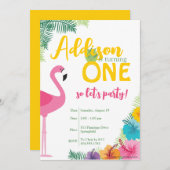 トロピカルファースト誕生日パーティー。ルアウ(ハワイ式宴会)招待状 招待状 (正面/裏面)