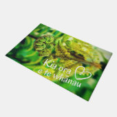 トロピカルファーングリーンコル写真キアオラNZマオリ ドアマット (アングル)