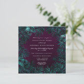 トロピカルファーンリーフフレームティール(緑がかった色)カリプラムウッドランド 招待状 (スタンド正面)