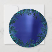 トロピカルファーンリーフフレームティール(緑がかった色)水中競技インディゴブルー 招待状 (裏面)