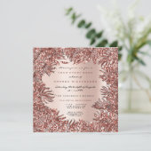 トロピカルファーンリーフフレームバラ金ゴールドピンクメタリック 招待状 (スタンド正面)