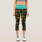 トロピカルフィエスタパターン – おもしろいとカラフル夏 カプリレギンス (正面)