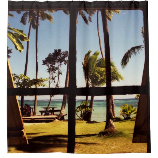 トロピカルフィジービーチシーン シャワーカーテン (正面)