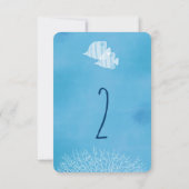 トロピカルフィッシュの水彩画ウェディングテーブルナンバー 招待状 (裏面)