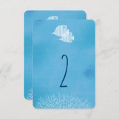 トロピカルフィッシュの水彩画結婚式テーブルナンバー 招待状 (正面/裏面)