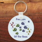 トロピカルフィッシュカラフルスイミングフリーキーリング キーホルダー (正面)