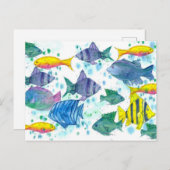 トロピカルフィッシュターコイズブルー海シークリーチャー ポストカード (正面/裏面)