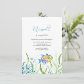 トロピカルフィッシュボーイバースデーパーティー水彩 招待状 (スタンド正面)