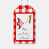 トロピカルフィッシュレッドジンジャムハッピー一次誕生日 ギフトタグ (正面)