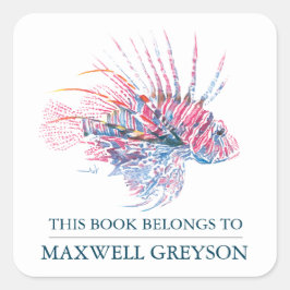 トロピカルフィッシュ新学期キッド蔵書票 スクエアシール