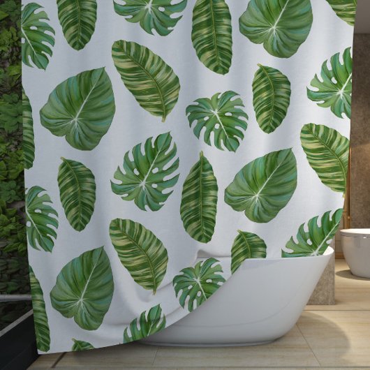 トロピカルフィロデンドロンエレファントイヤバナナリーフアート シャワーカーテン