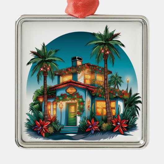 トロピカルフェスティバルクリスマスビーチハウス メタルオーナメント (正面)