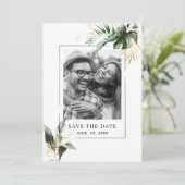 トロピカルフェスティバル緑と金ゴールド結婚写真 セーブザデート (スタンド正面)