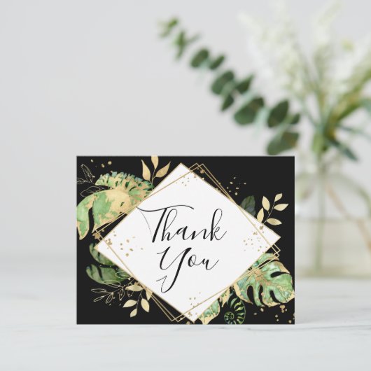 トロピカルフェスティバル黒と金ゴールド幾何学模様 サンキューカード (スタンド正面)