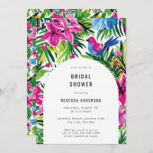 トロピカルフェスティングハワイ結婚ルアウ（ハワイ式宴会）ブライダルシャワー 招待状 (正面/裏面)