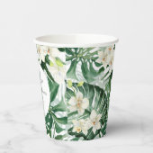 トロピカルフェスティングリーンホワイトウェディングシャワーパーティー 紙コップ (左)