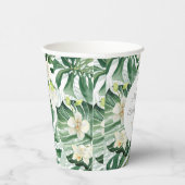 トロピカルフェスティングリーンホワイトウェディングシャワーパーティー 紙コップ (右)