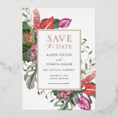 トロピカルフォトフォイルで日付を保存招待状 箔招待状 (正面)