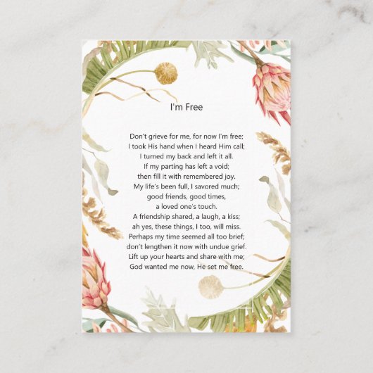 トロピカルフォトメモリアル私はフリー祈りの言葉カード3 名刺 (裏面)