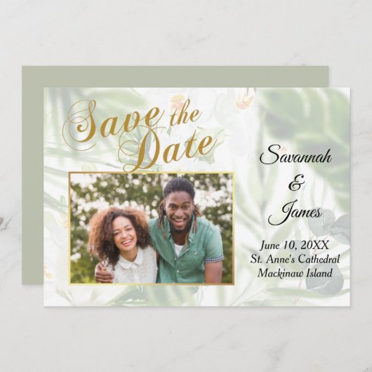 トロピカルフォト日付の保存 案内状 (正面/裏面)