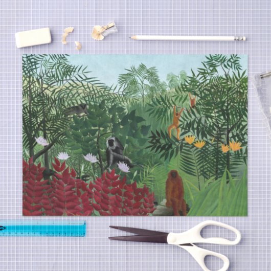 トロピカルフォレストウィズモンキーズルーソーファインアート 薄葉紙 (クラフト)