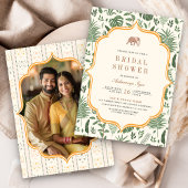 トロピカルフォレストエレファントインディアンブライダルシャワー 招待状