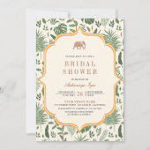 トロピカルフォレストエレファントインディアンブライダルシャワー 招待状 (正面)