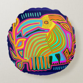 トロピカルフォークアートオウム ラウンドクッション