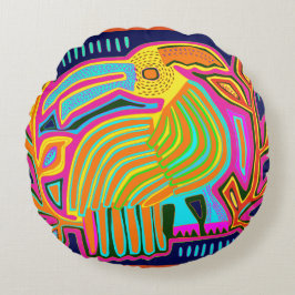 トロピカルフォークアートオウム ラウンドクッション