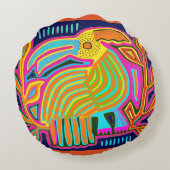 トロピカルフォークアートオウム ラウンドクッション (裏面)