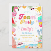 トロピカルフォームパーティー誕生日サマービーチパーティー 招待状 (正面)