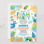 トロピカルフォームプールスプラッシュパッド誕生日パーティー 招待状 (正面)