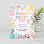 トロピカルフォームプールスプラッシュパッド誕生日パーティー 招待状 (スタンド正面)