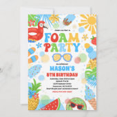 トロピカルフォームプールスプラッシュパッド誕生日パーティー 招待状 (正面)