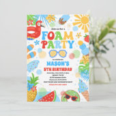 トロピカルフォームプールスプラッシュパッド誕生日パーティー 招待状 (スタンド正面)