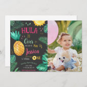 トロピカルフラオンバイバースデーフォト 招待状 (正面/裏面)