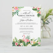 トロピカルフラミンゴとフローラバーチャルブライダルシャワー 招待状 (スタンド正面)