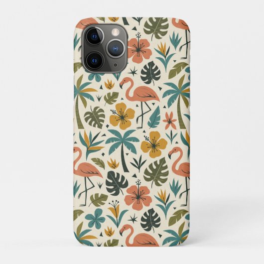 トロピカルフラミンゴとヤシの木の模様 Case-Mate iPhoneケース (裏)