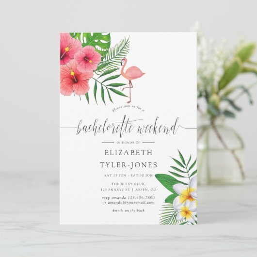 トロピカルフラミンゴアロハルアウ(ハワイ式宴会)バチェロレッテ週末 招待状 (スタンド正面)