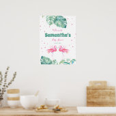 トロピカルフラミンゴウェルカムパーティー標識 ポスター (キッチン)