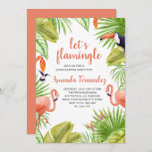 トロピカルフラミンゴウォーターカラーキンセアニラ 招待状 (正面/裏面)