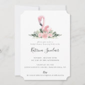 トロピカルフラミンゴウォーターカラーフローラブライダルシャワー 招待状 (正面)