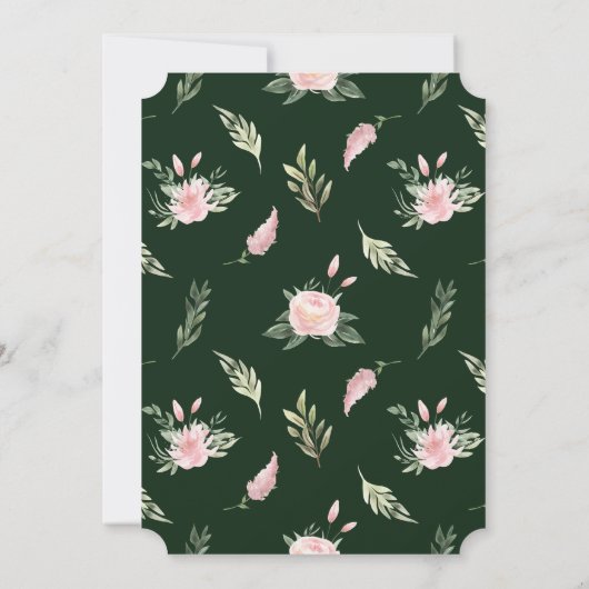 トロピカルフラミンゴウォーターカラーフローラブライダルシャワー 招待状 (裏面)