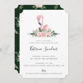 トロピカルフラミンゴウォーターカラーフローラブライダルシャワー 招待状 (正面/裏面)