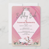 トロピカルフラミンゴカスタムお祝い 招待状 (正面)